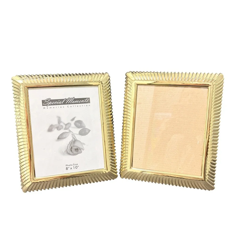 Towle Gold Ribbed Scalloped 8x10 Picture Frames Set of 2 Hollywood Regency Decor
